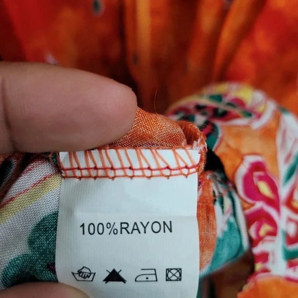 Velzera Anthropologie Tunic Dress Womens M Orange Cold Shoulder Bell Sleeve - Picture 5 of 10